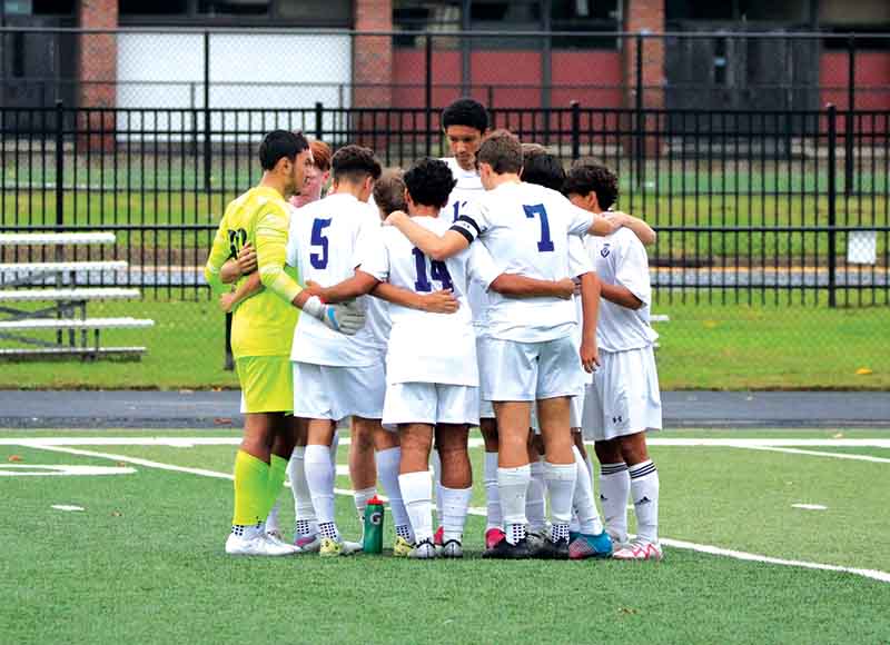 HARRISON, NJ - MARCH 04: New York Red Bulls starting 11 huddle